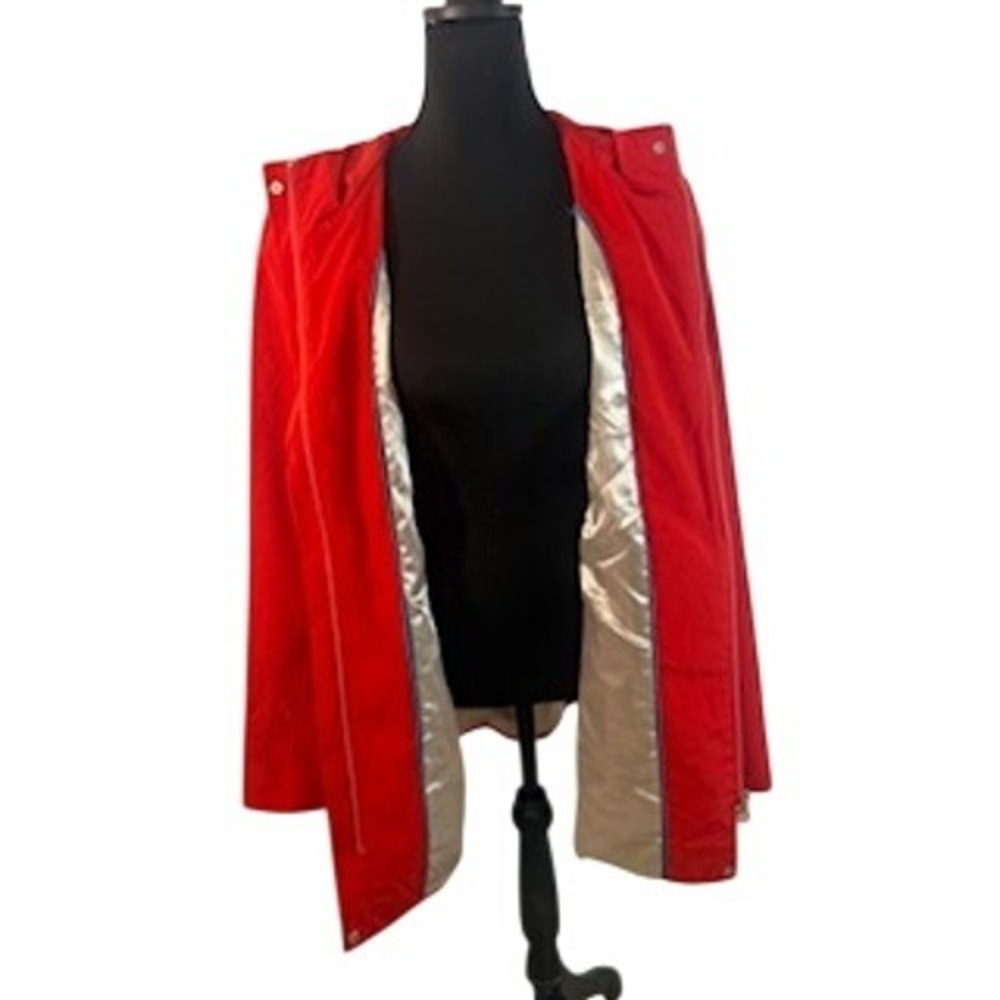 Calvin Klein Womens Red Hooded Rain Jacket Lightweight Utility Coat Large - Picture 7 of 9